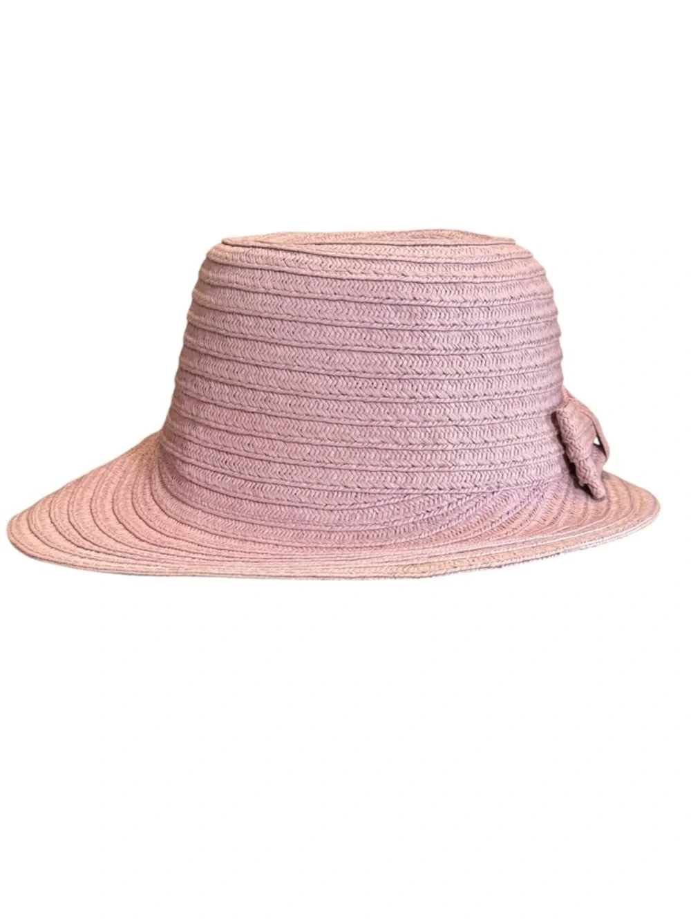 Honeyvine Hats Pink Woven Cloche Hat Bow Detail Summer Resort